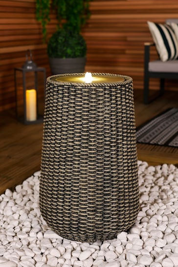 Charles Bentley Brown Rattan Effect Water Feature with LED Light
