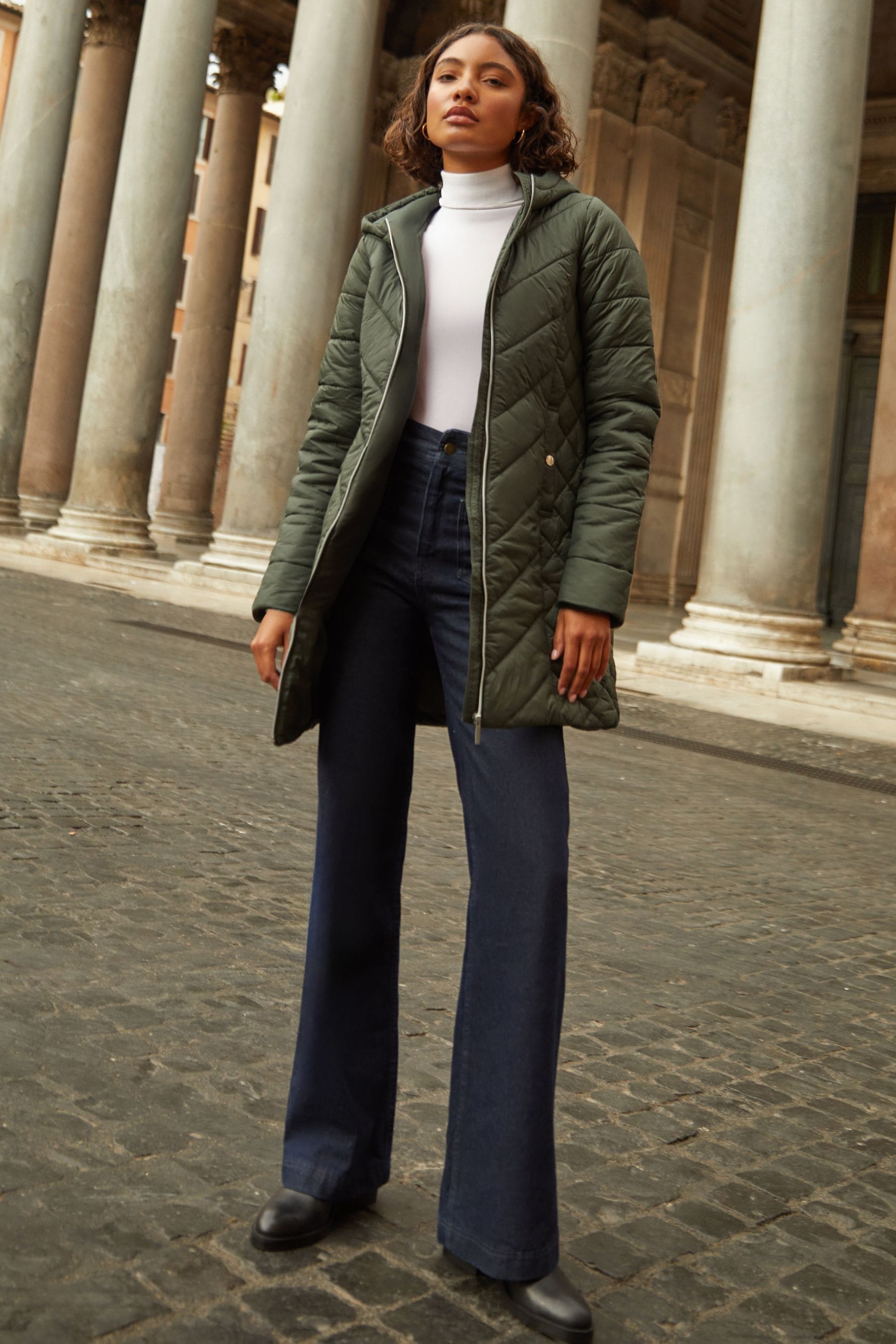 Buy Friends Like These Khaki Green Petite Mid Length Quilted Jacket from Next Mexico