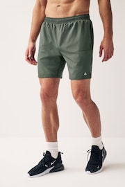 Khaki Green 7 Inch Active Gym Sports Shorts - Image 3 of 9
