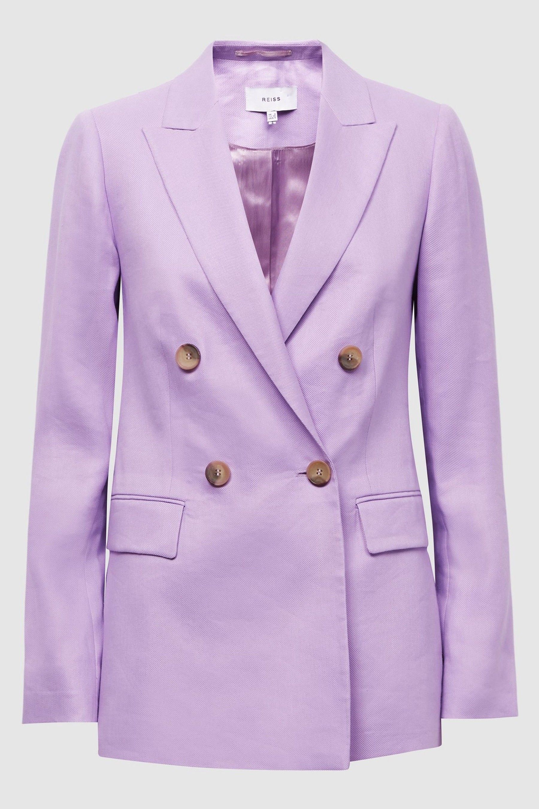 Buy Reiss Lilac Hollie Petite Double Breasted Linen Blazer from Next Luxembourg