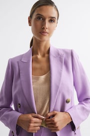 Reiss Lilac Hollie Petite Double Breasted Linen Blazer - Image 6 of 8