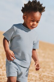 Light Blue Plain Sweat T-Shirt And Shorts Set (3mths-7yrs) - Image 1 of 8