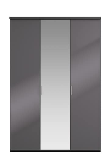 Wiemann Graphite Peyton 1.5m Glass Hinged 3 Door Semi-fitted Wardrobe