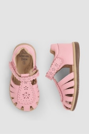JoJo Maman Bébé Pink Pretty Leather Closed Toe Sandals - Image 3 of 6