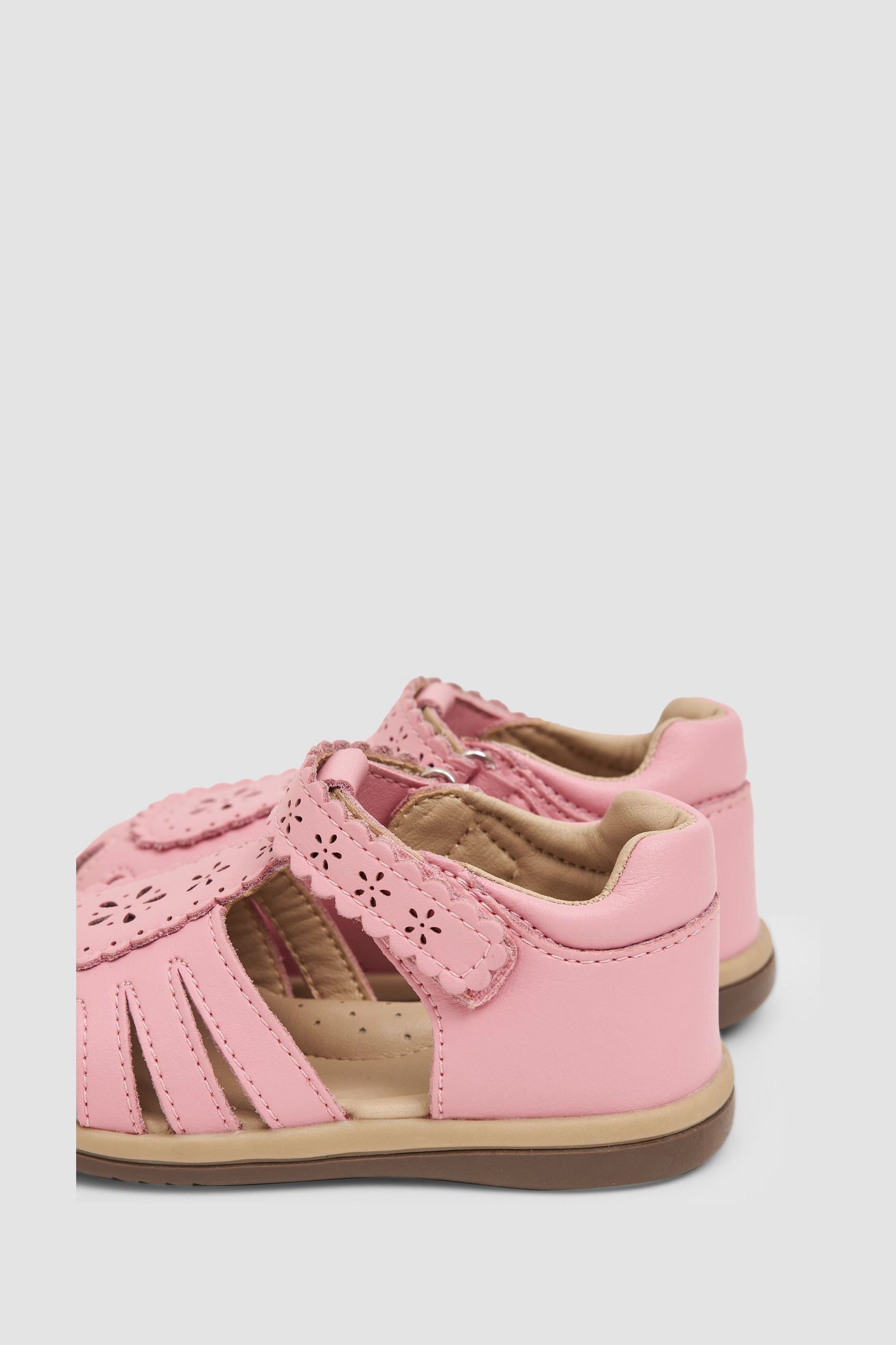 JoJo Maman B b Pink Pretty Leather Closed Toe Sandals