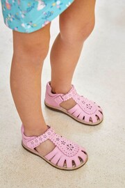 JoJo Maman Bébé Pink Pretty Leather Closed Toe Sandals - Image 6 of 6