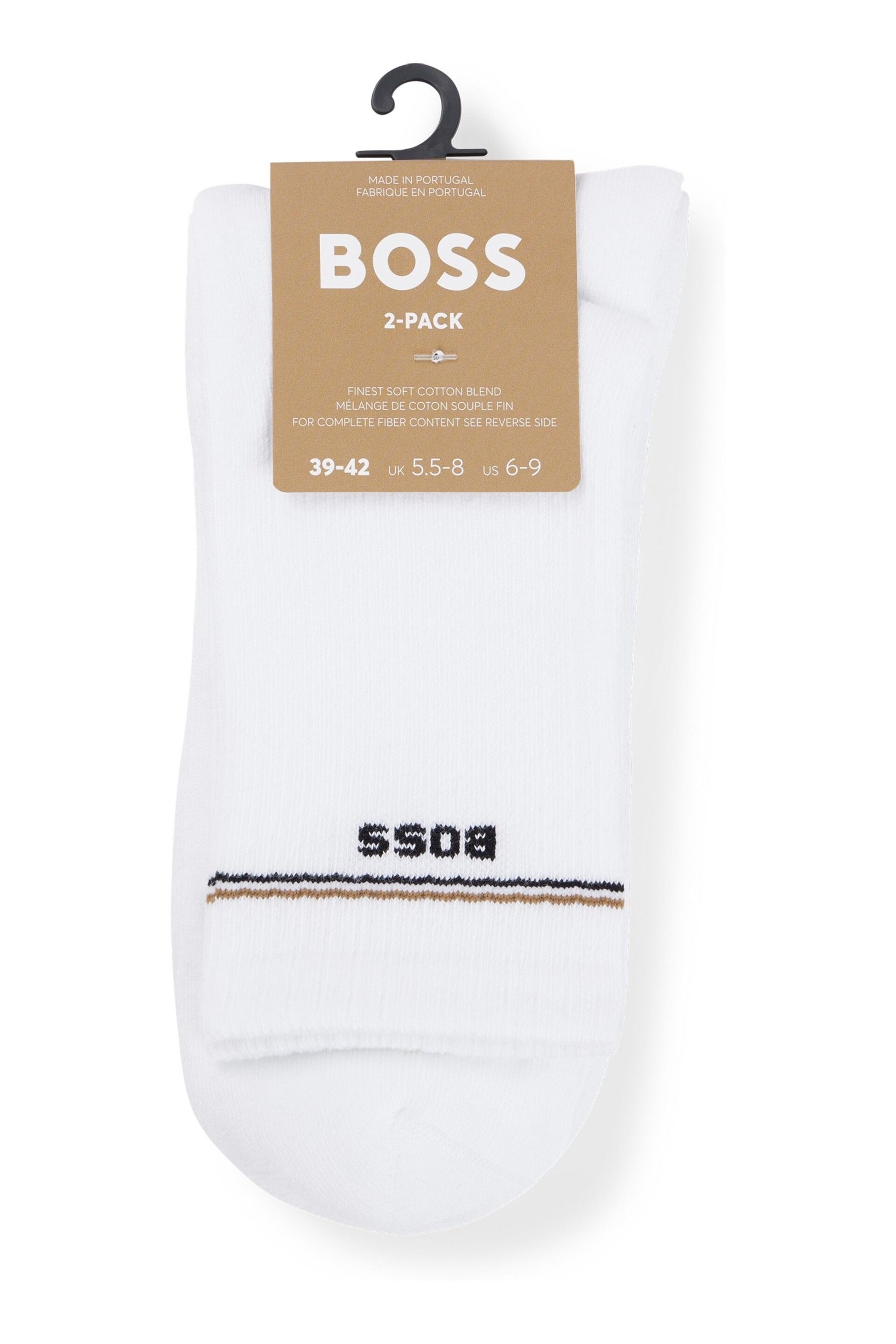 BOSS White Iconic Socks 2 Pack - Image 2 of 3