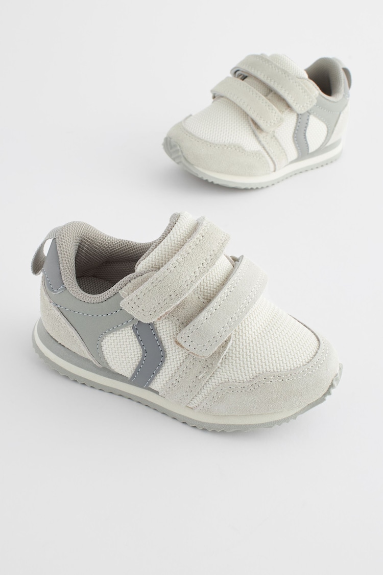 Neutral White Standard Fit (F) Double Strap Trainers - Image 1 of 4