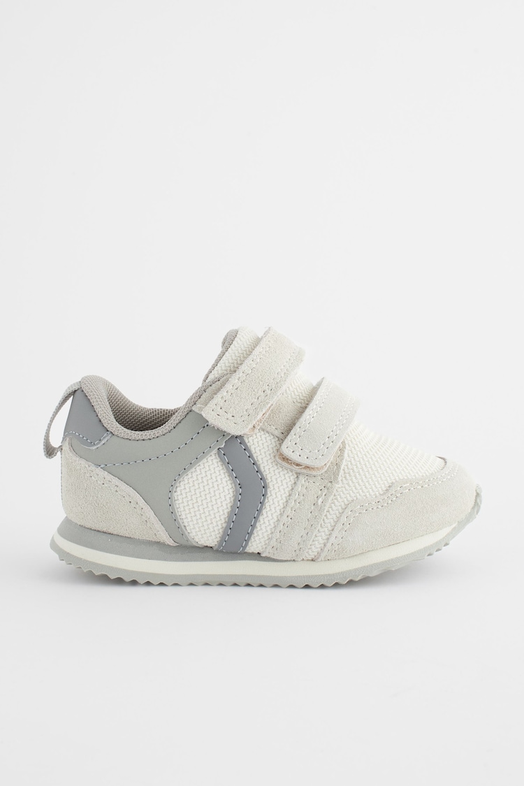 Neutral White Standard Fit (F) Double Strap Trainers - Image 2 of 4