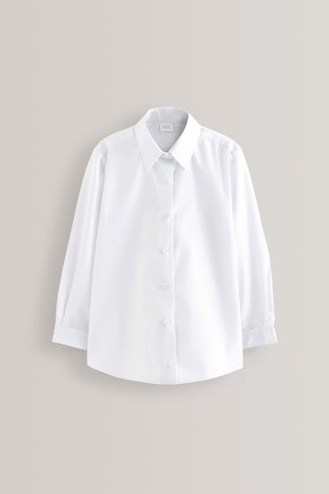 White Regular Fit 2 Pack Long Sleeve Formal School Shirts (3-18yrs)