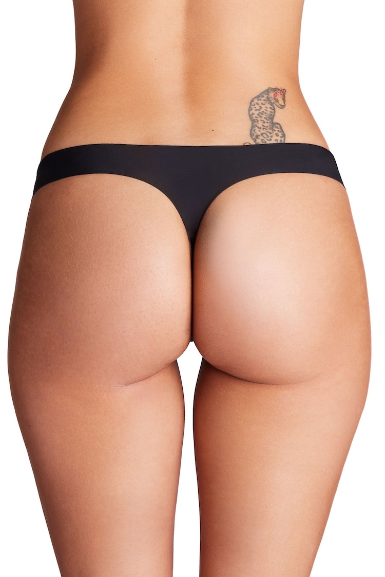 Under Armour Black 100% Cotton No Show Pure Stretch Thong 3 Pack - Image 2 of 5