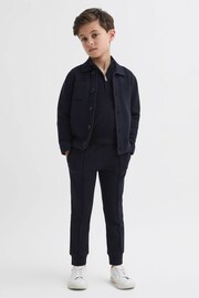 Reiss Navy Forester Senior Long Sleeve Button Through Shirt - Image 1 of 6