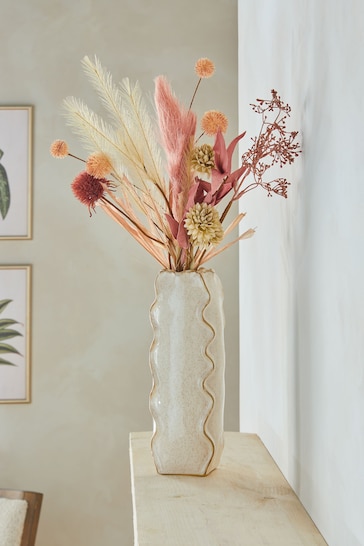 Natural Reactive Glaze Wiggle Ceramic Flower Vase