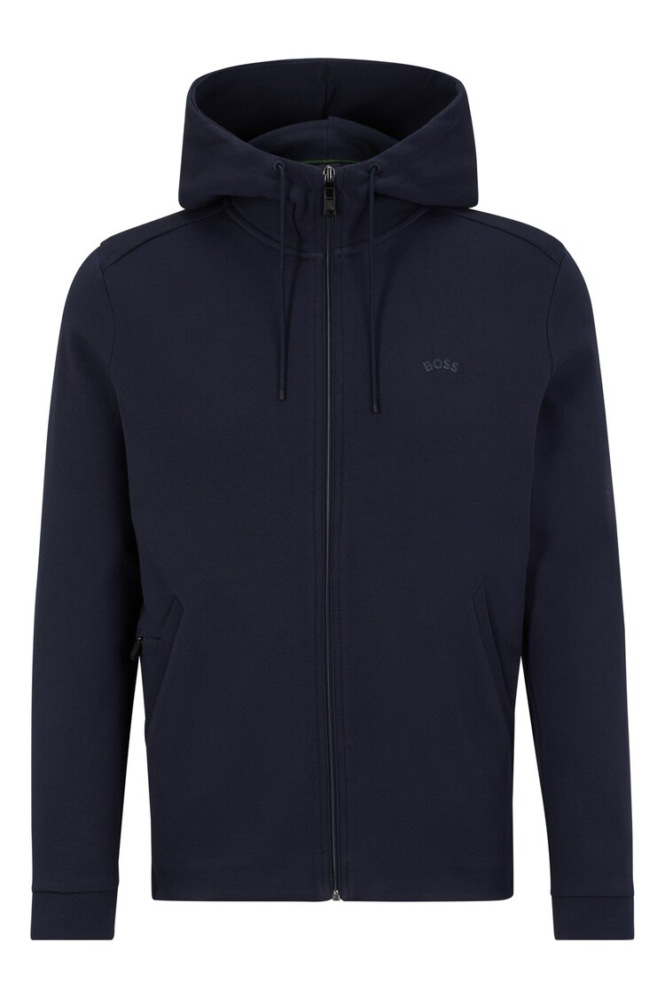 BOSS Blue Curved Layered Logo Tracksuit Zip Up Hoodie - Image 5 of 5