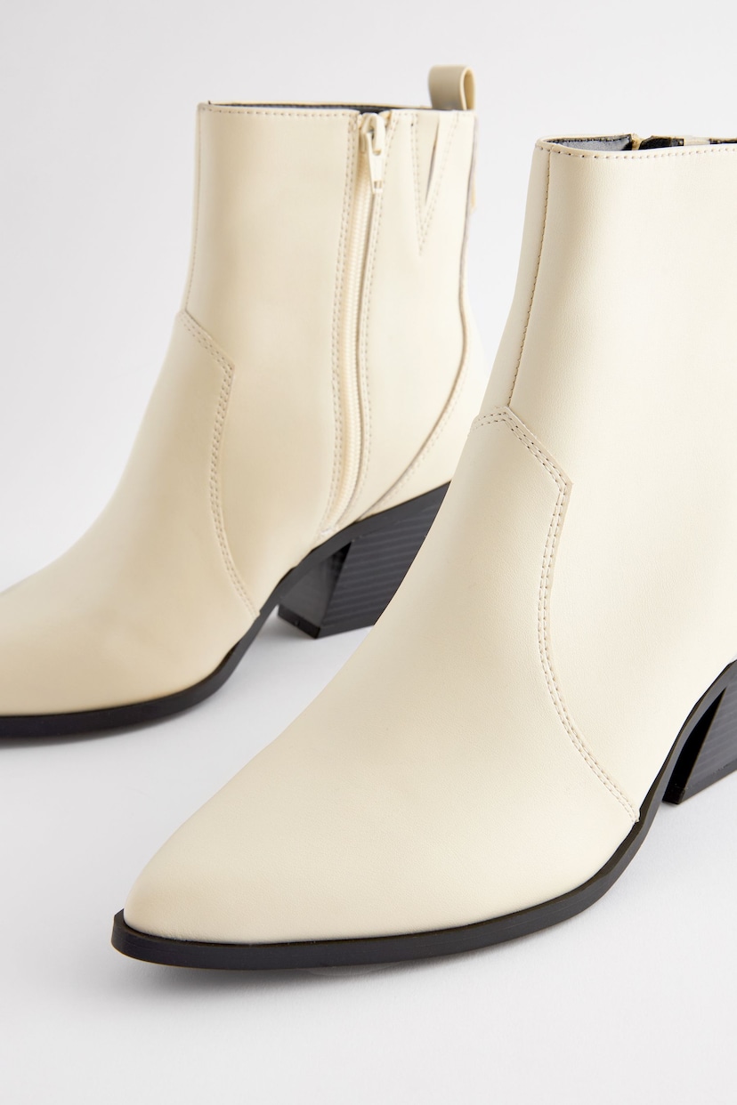 Bone Regular/Wide Fit Forever Comfort® Cowboy Western Ankle Boots - Image 4 of 6