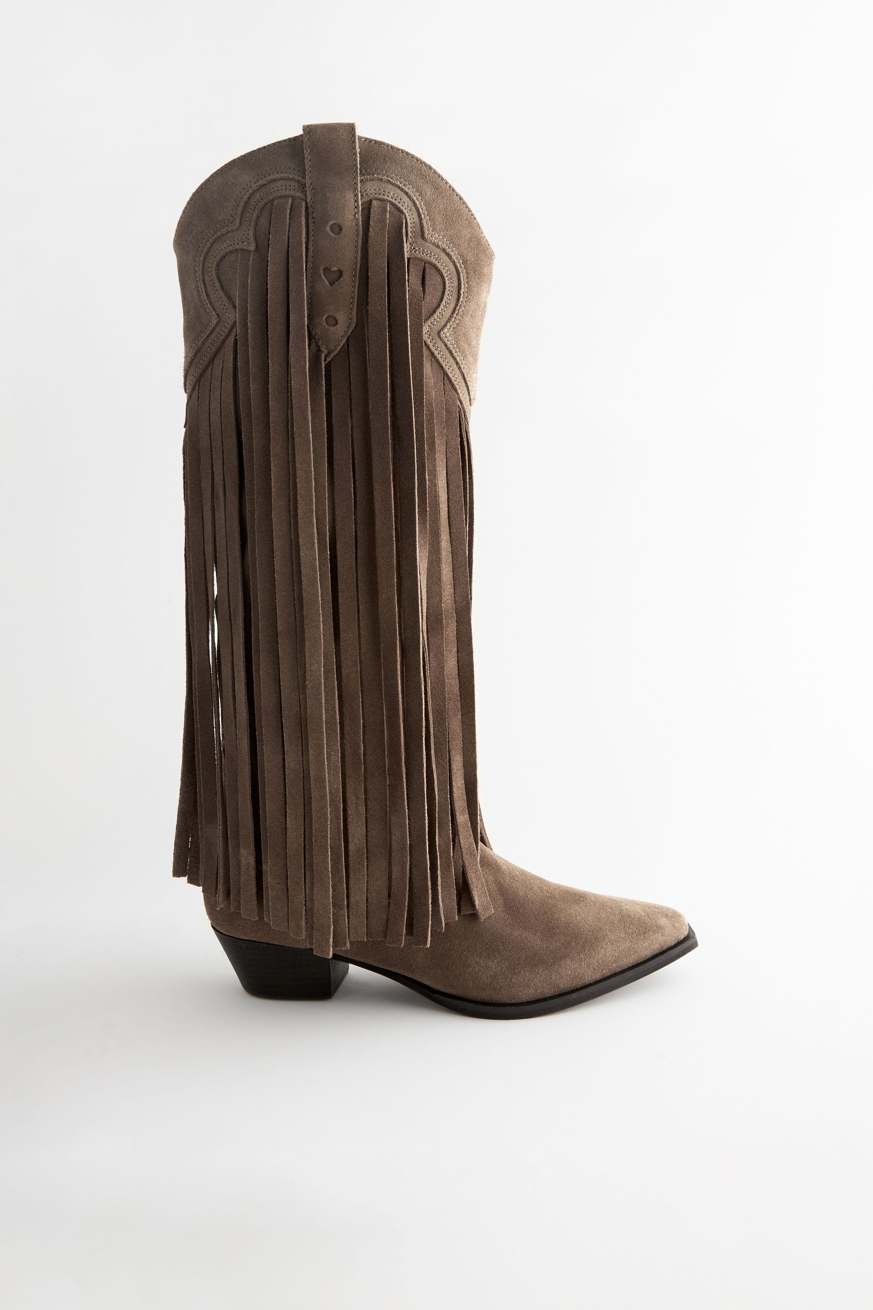 Buy Mink Brown Forever Comfort Fringe Knee High Western Cowboy Boots from the Next UK online shop