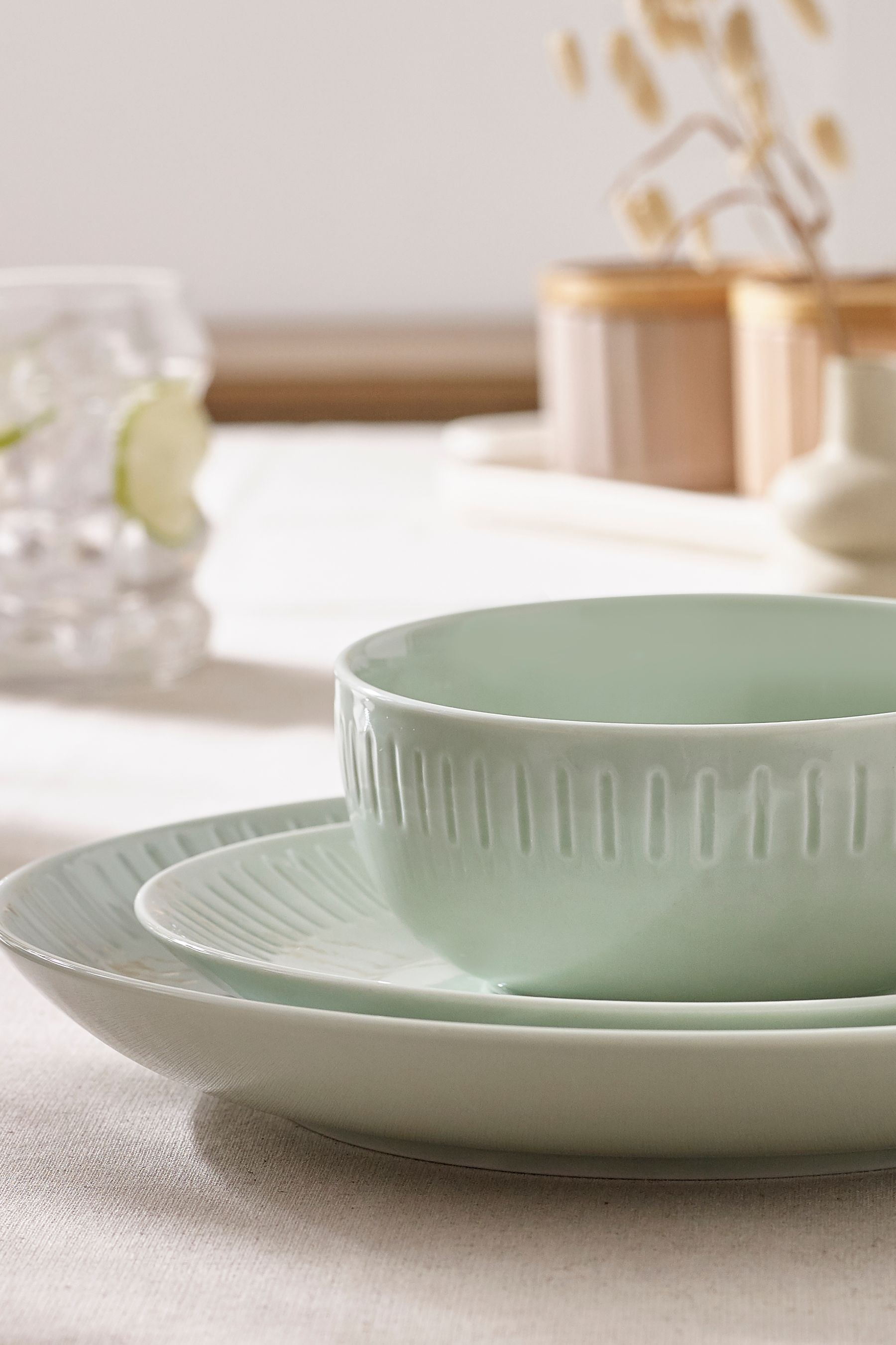 Buy 12 Piece Mint Green Harlow Dinner Set from Next Austria