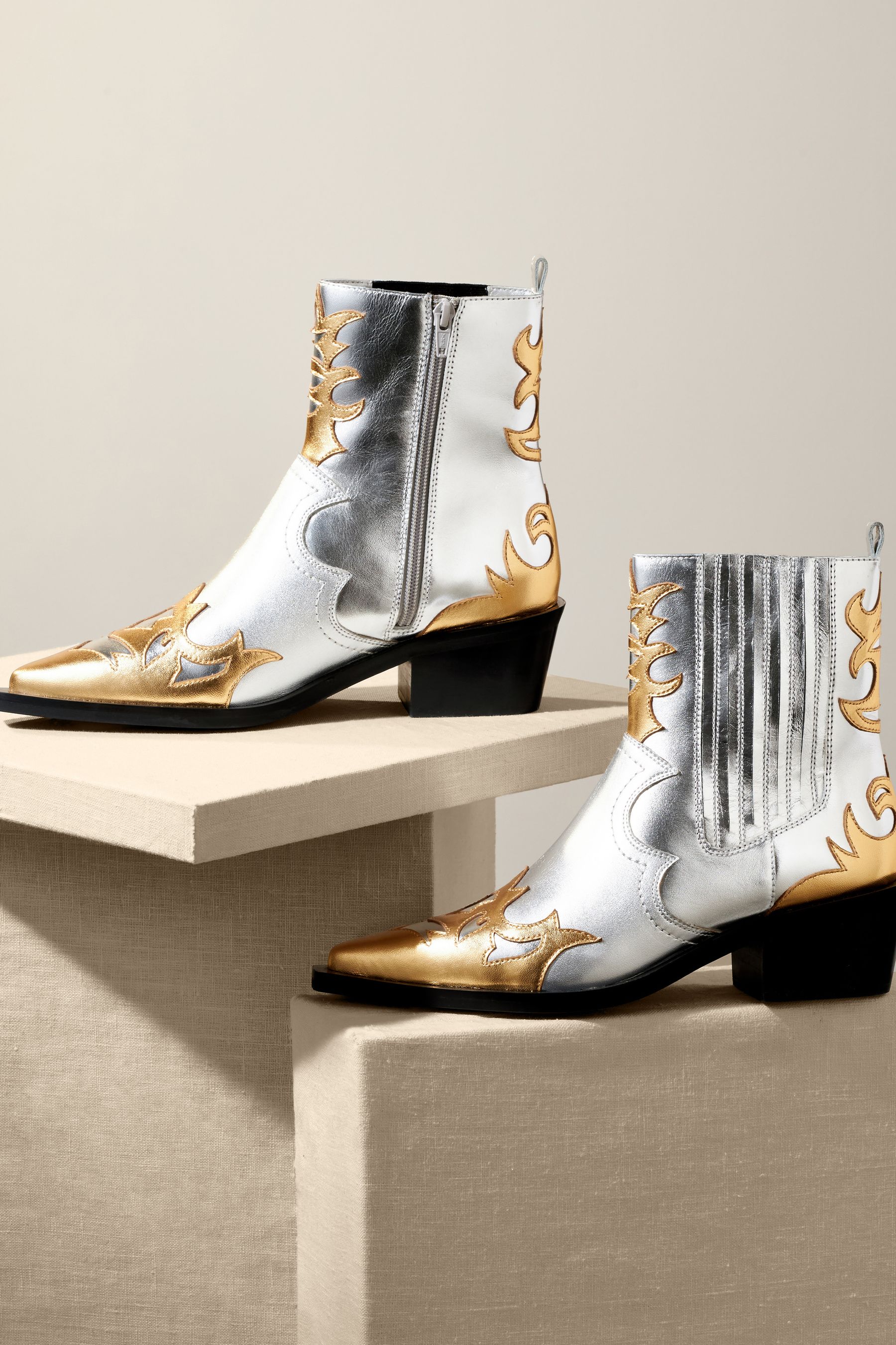 Topshop white western boots top