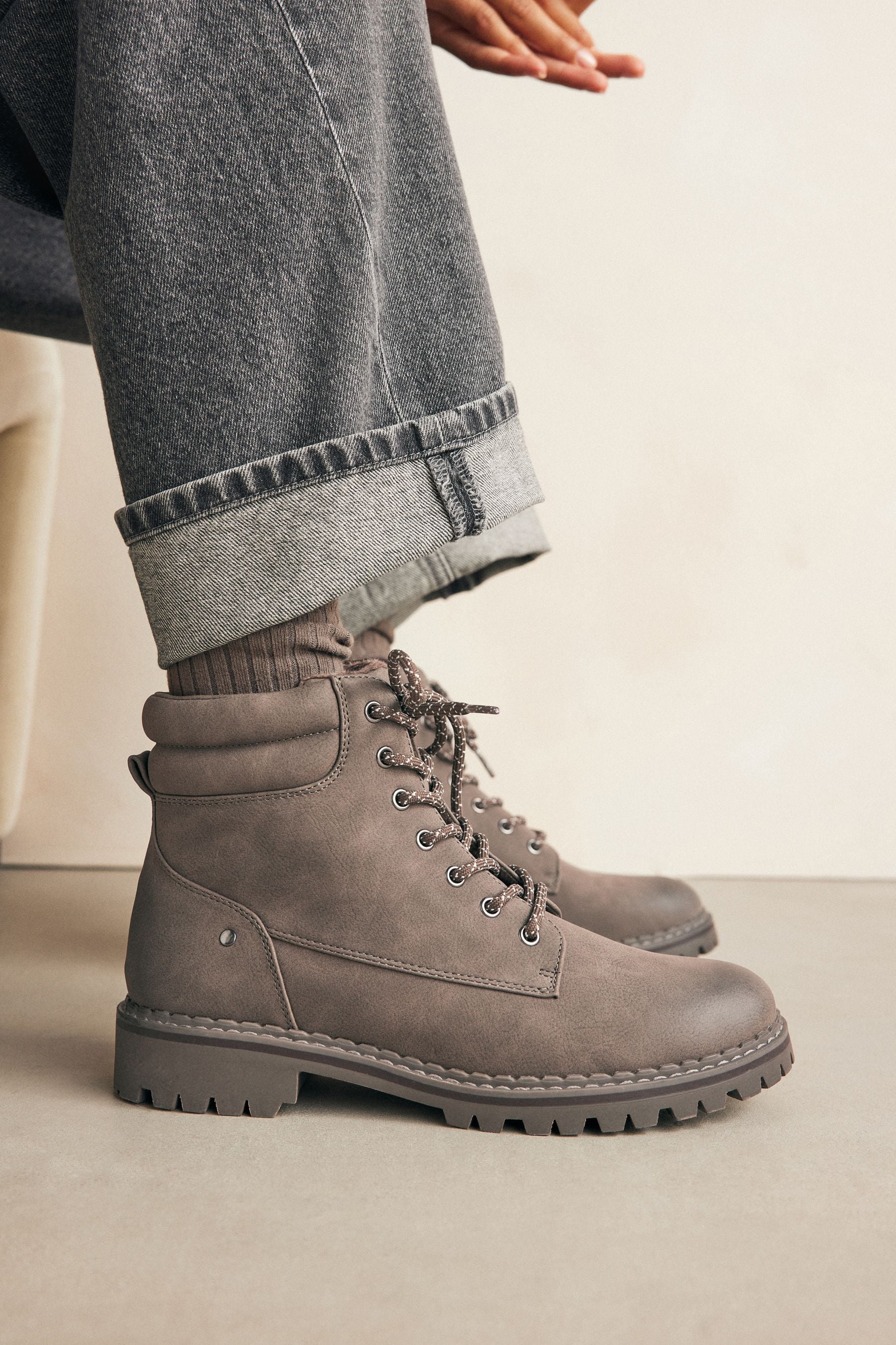 Grey leather ankle boots uk discount