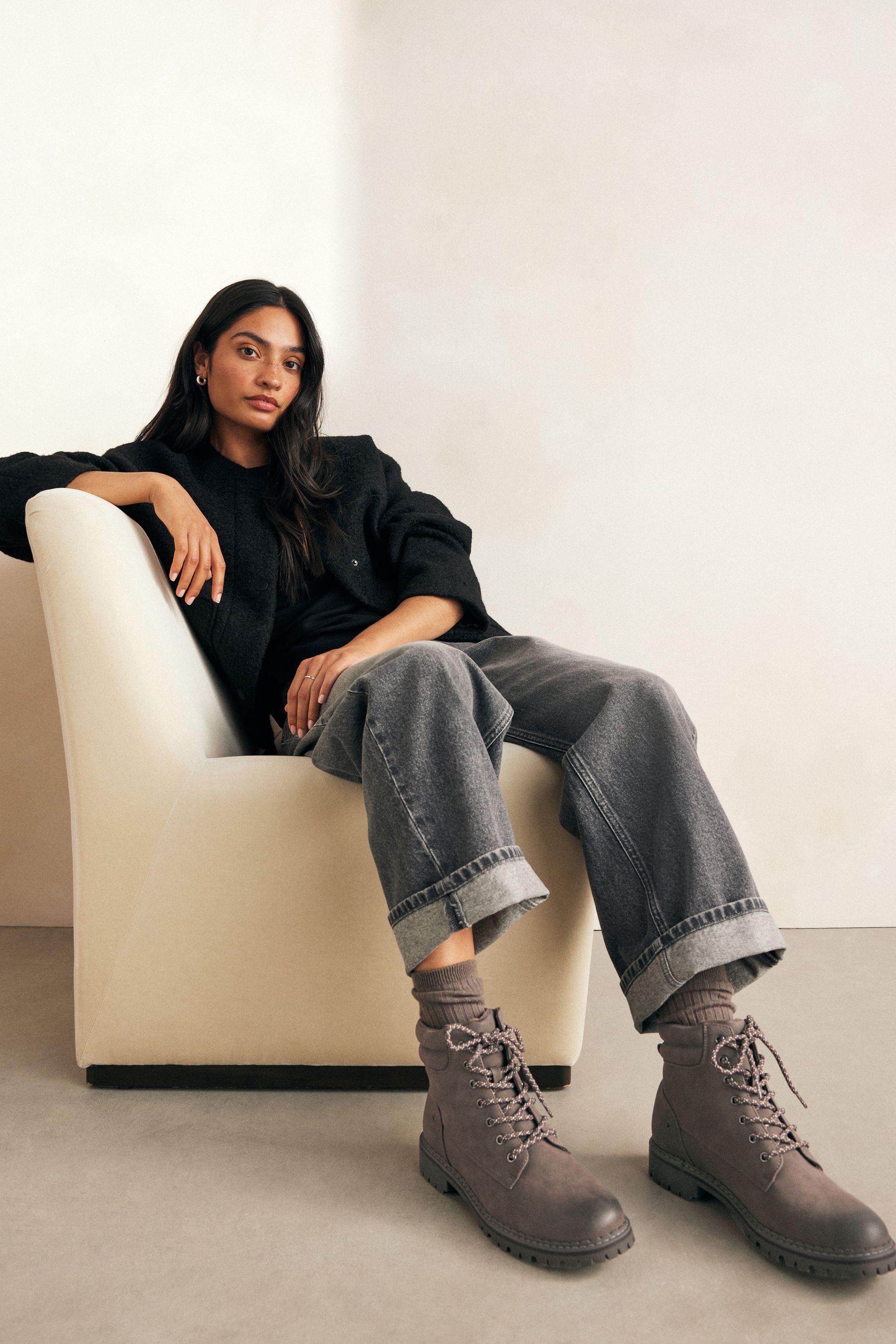 Buy Grey Standard Wide Fit Forever Comfort Casual Lace Up Ankle Boots from Next Ireland