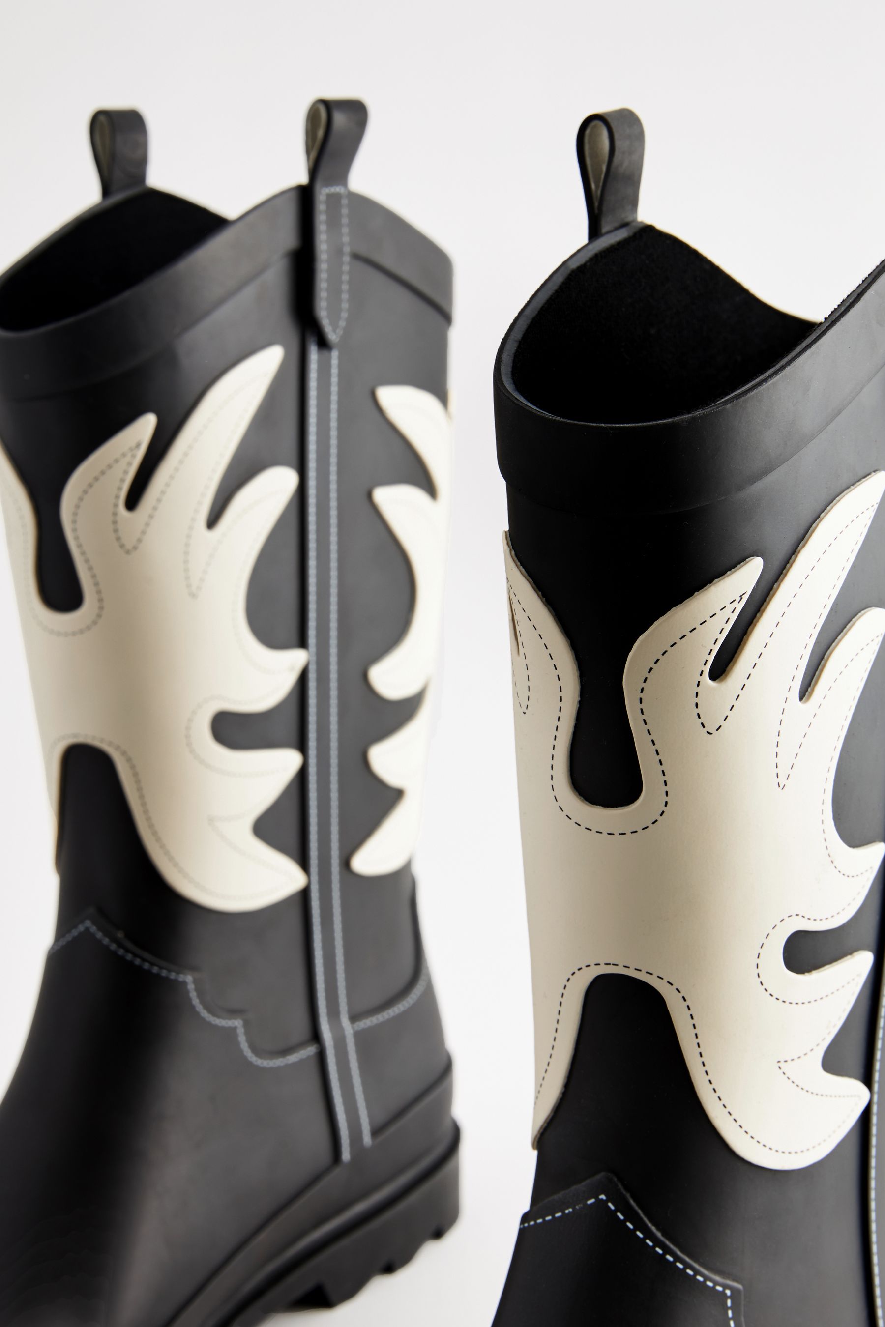 Black and white wellies on sale