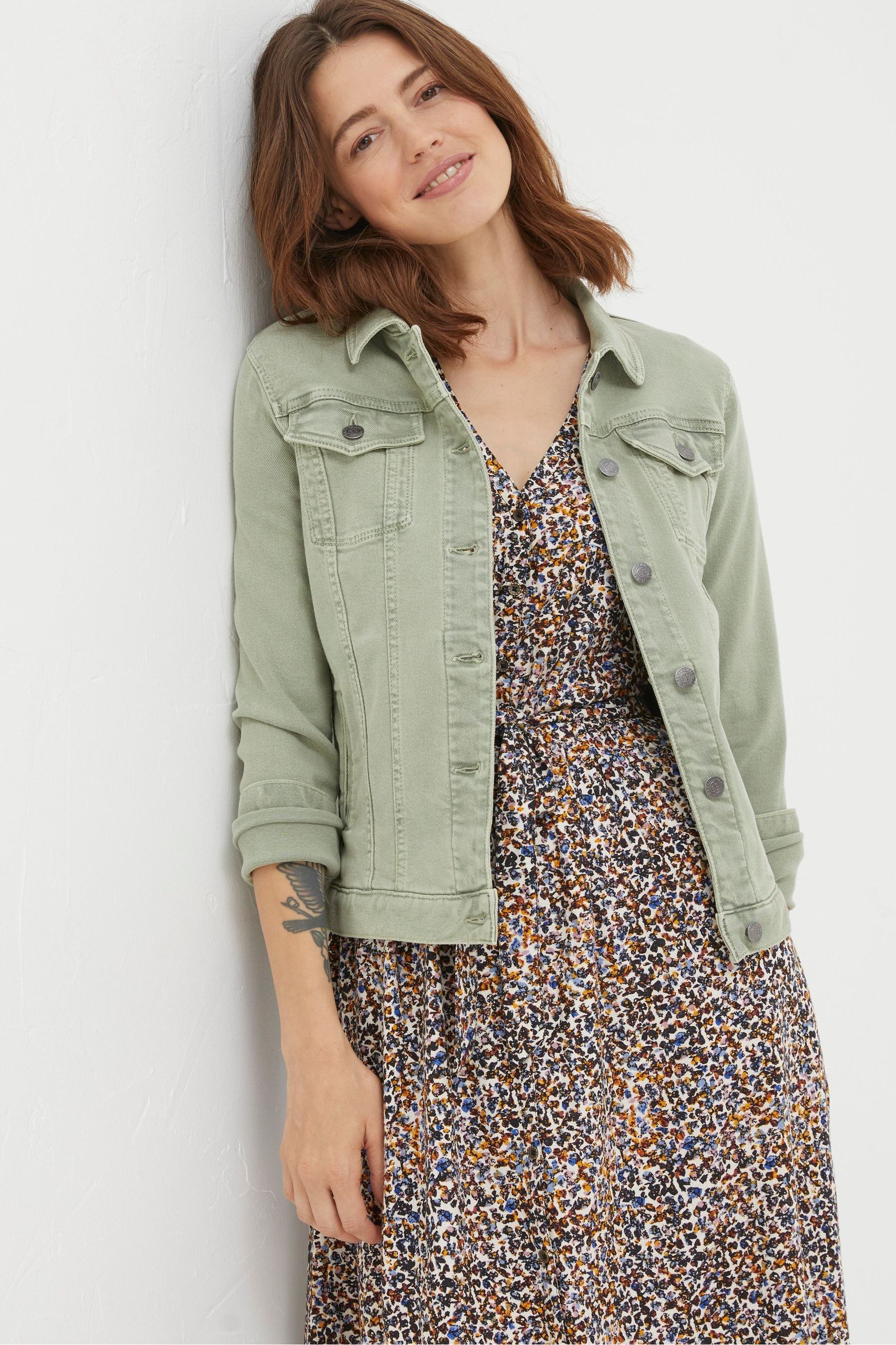 Pale green denim jacket outlet