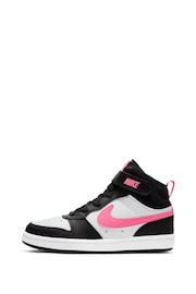 Nike White/Black/Pink Junior Court Borough Mid Trainers - Image 6 of 11