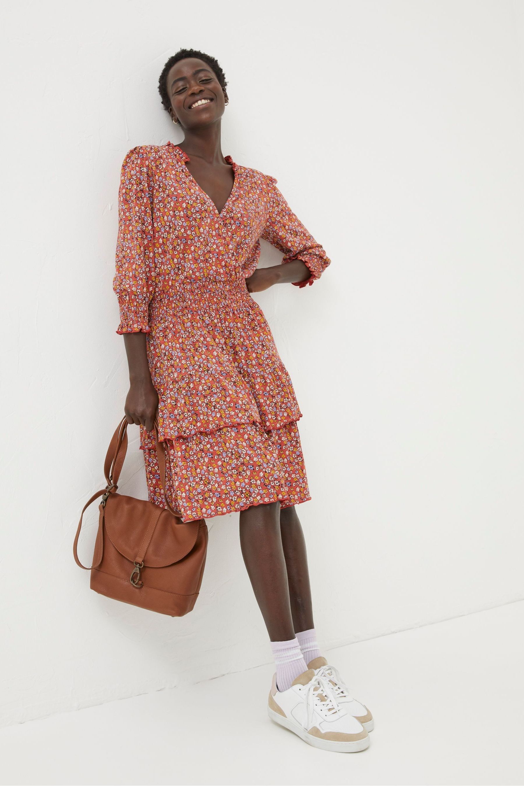 Buy FatFace Red Gradient Floral Jersey Dress from Next Luxembourg