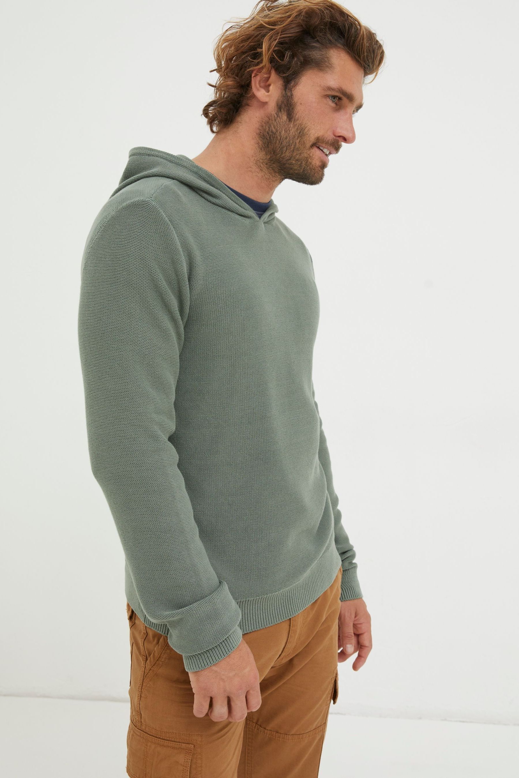 Buy FatFace Berwick Green Washed Knitted Hoodie from Next Ireland