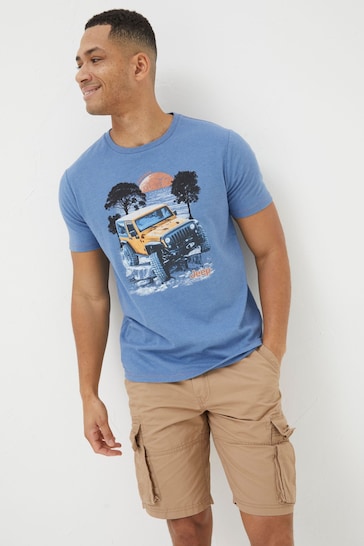 FatFace Blue Jeep Photo T-Shirt