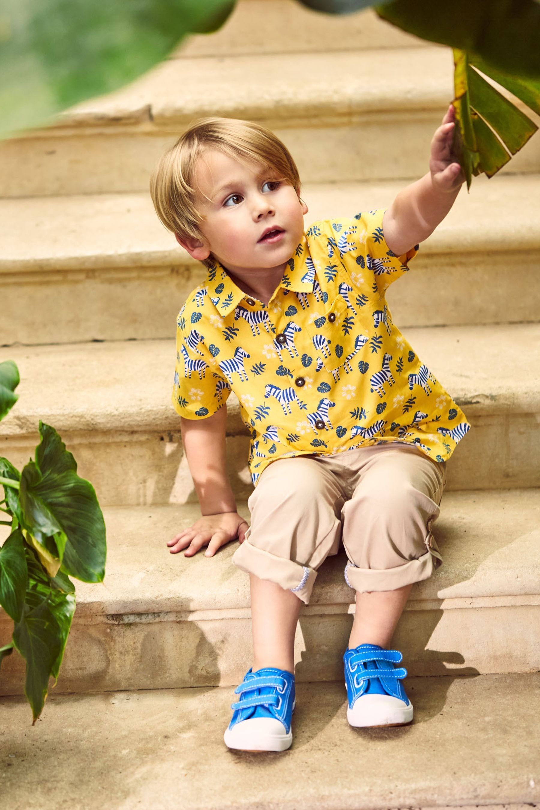 JoJo Maman B b Yellow Boys Yellow Zebra Print Shirt