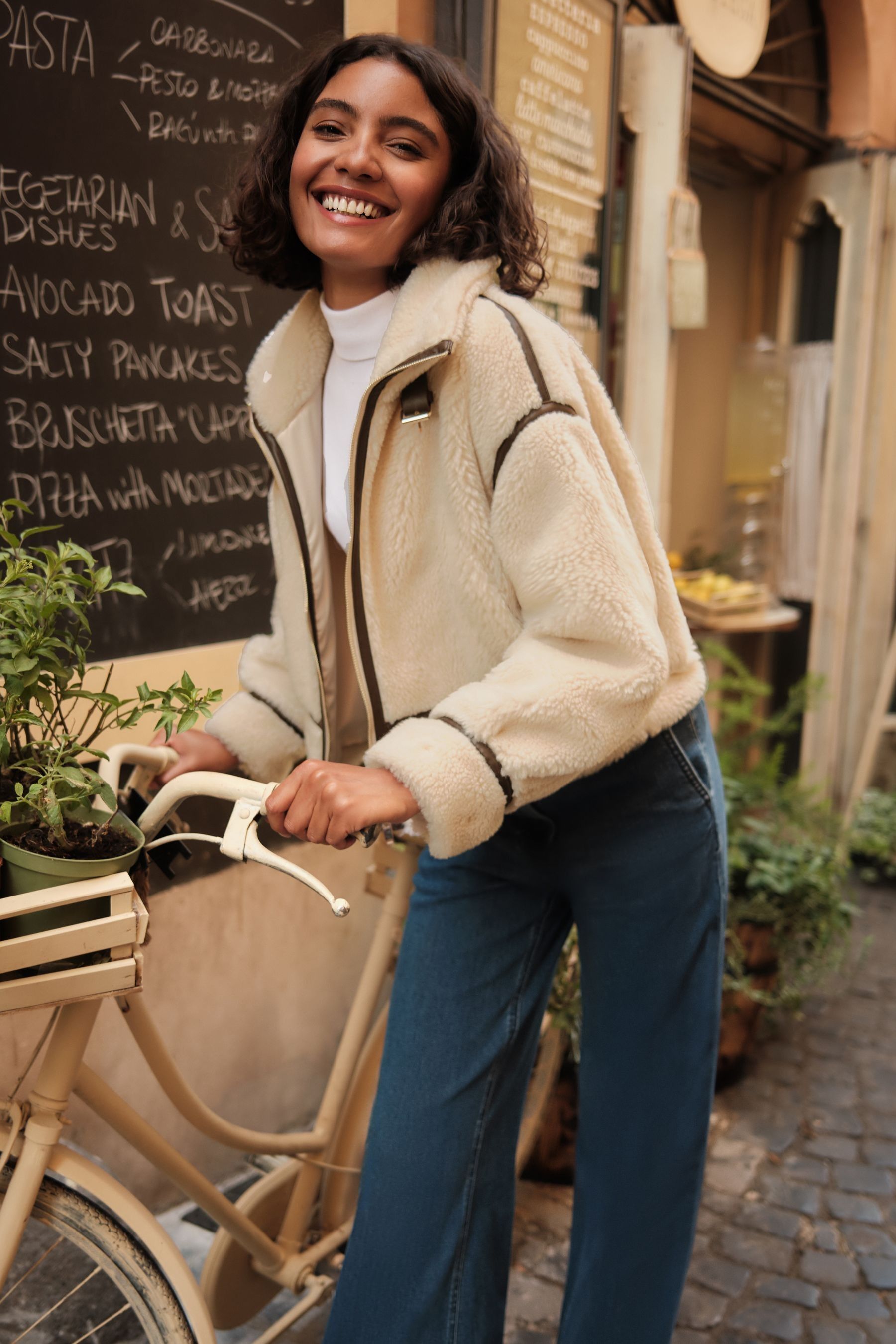 Buy Friends Like These Cream Tipped Borg Bomber Jacket from Next Canada