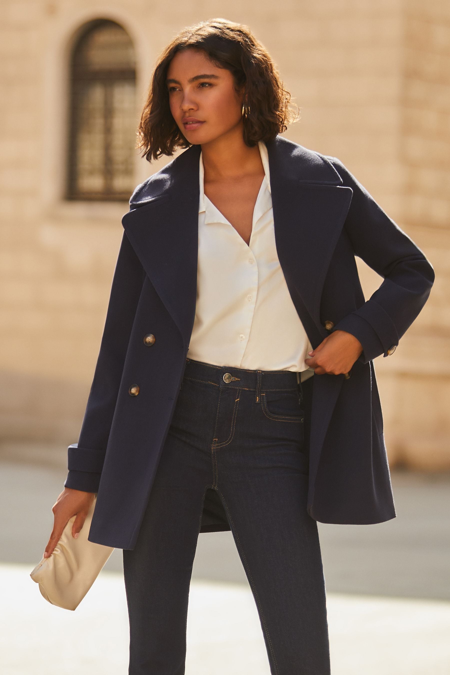 Buy Friends Like These Navy Blue Double Breasted Peacoat from the Next UK online shop