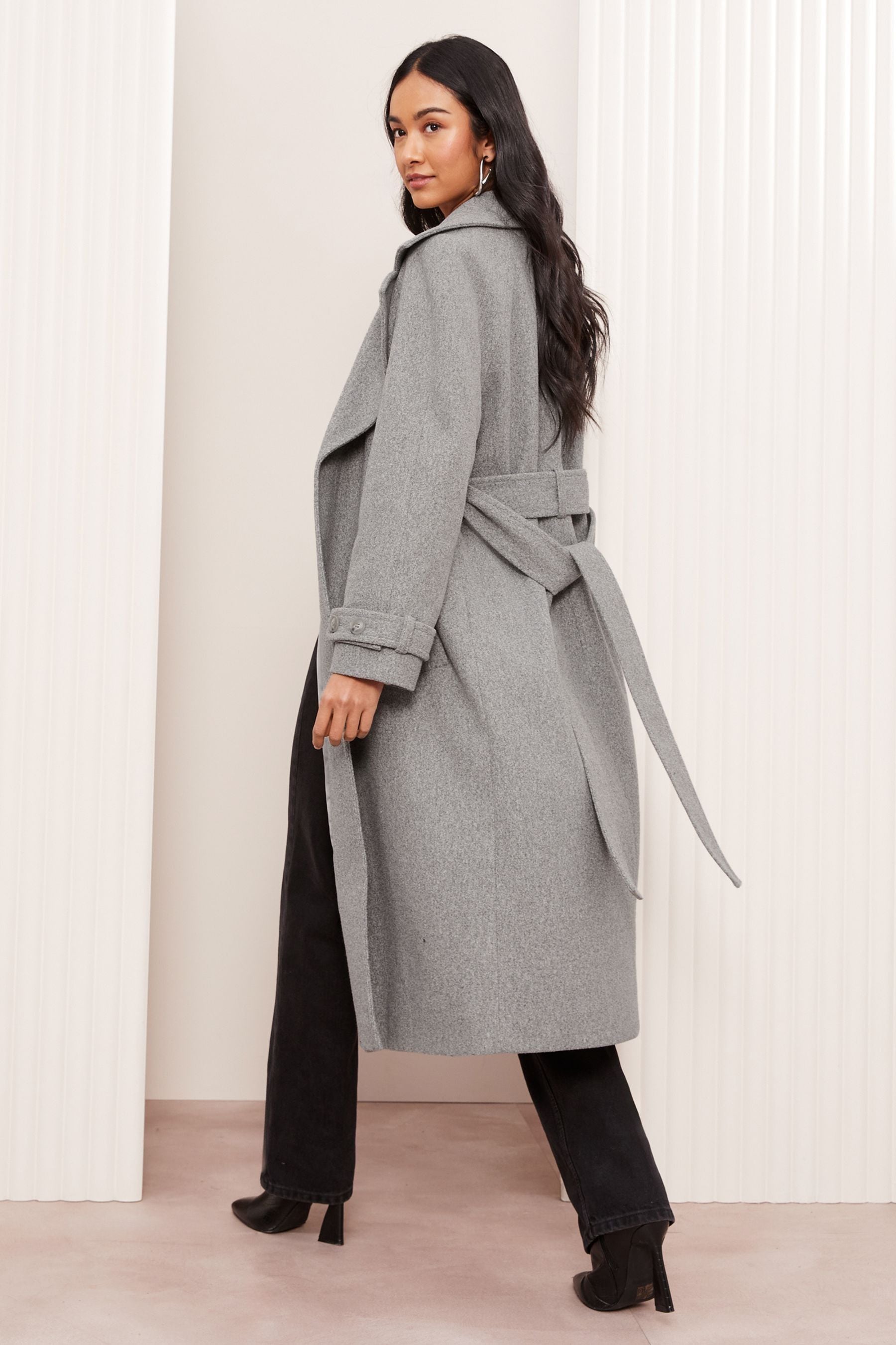 Petite grey coat top