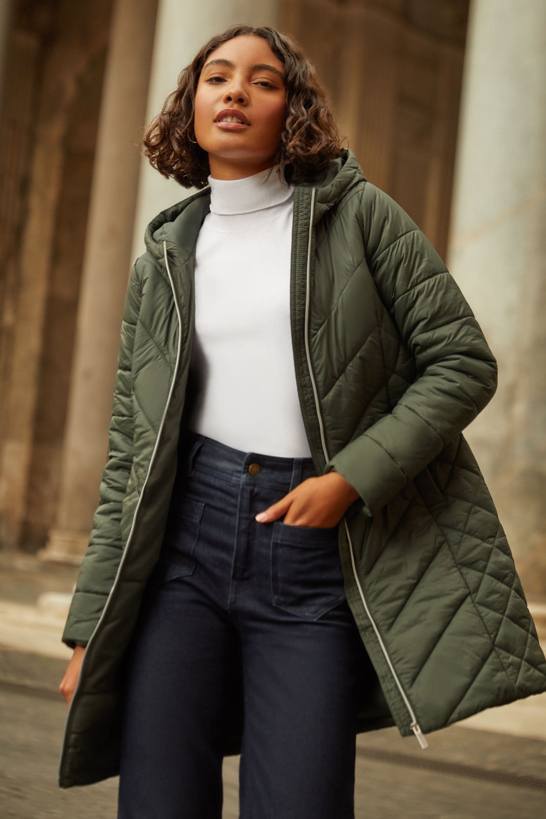 Quilted overcoat deals
