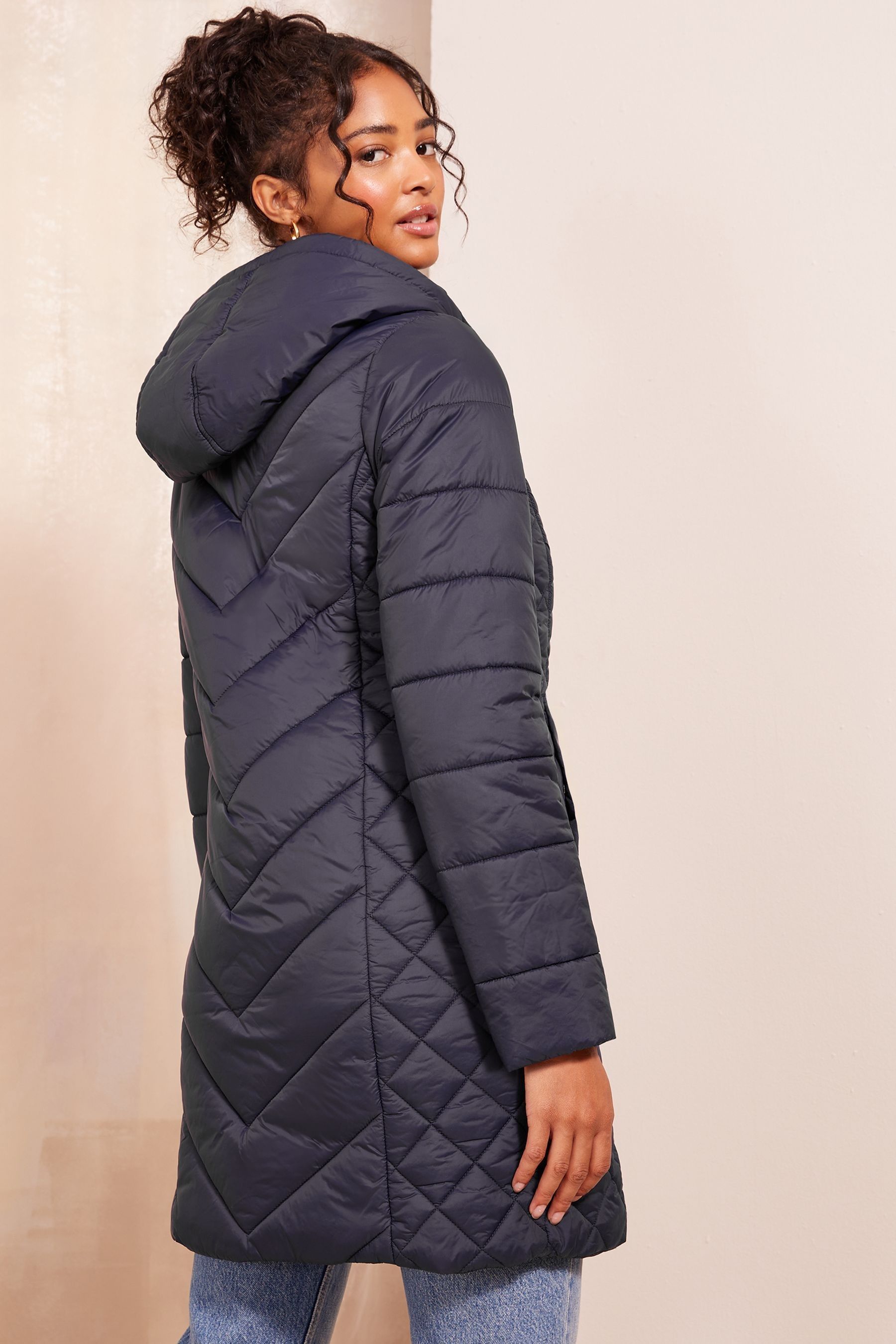 Buy Friends Like These Navy Blue Mid Length Quilted Jacket from Next Luxembourg