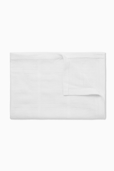 MORI White Soft Cotton & Bamboo Cellular Baby Blanket