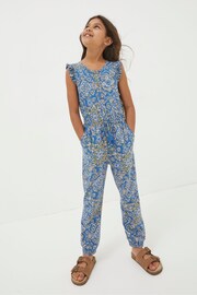 FatFace Blue Aztec Jersey Printed Jumpsuit - Image 1 of 4