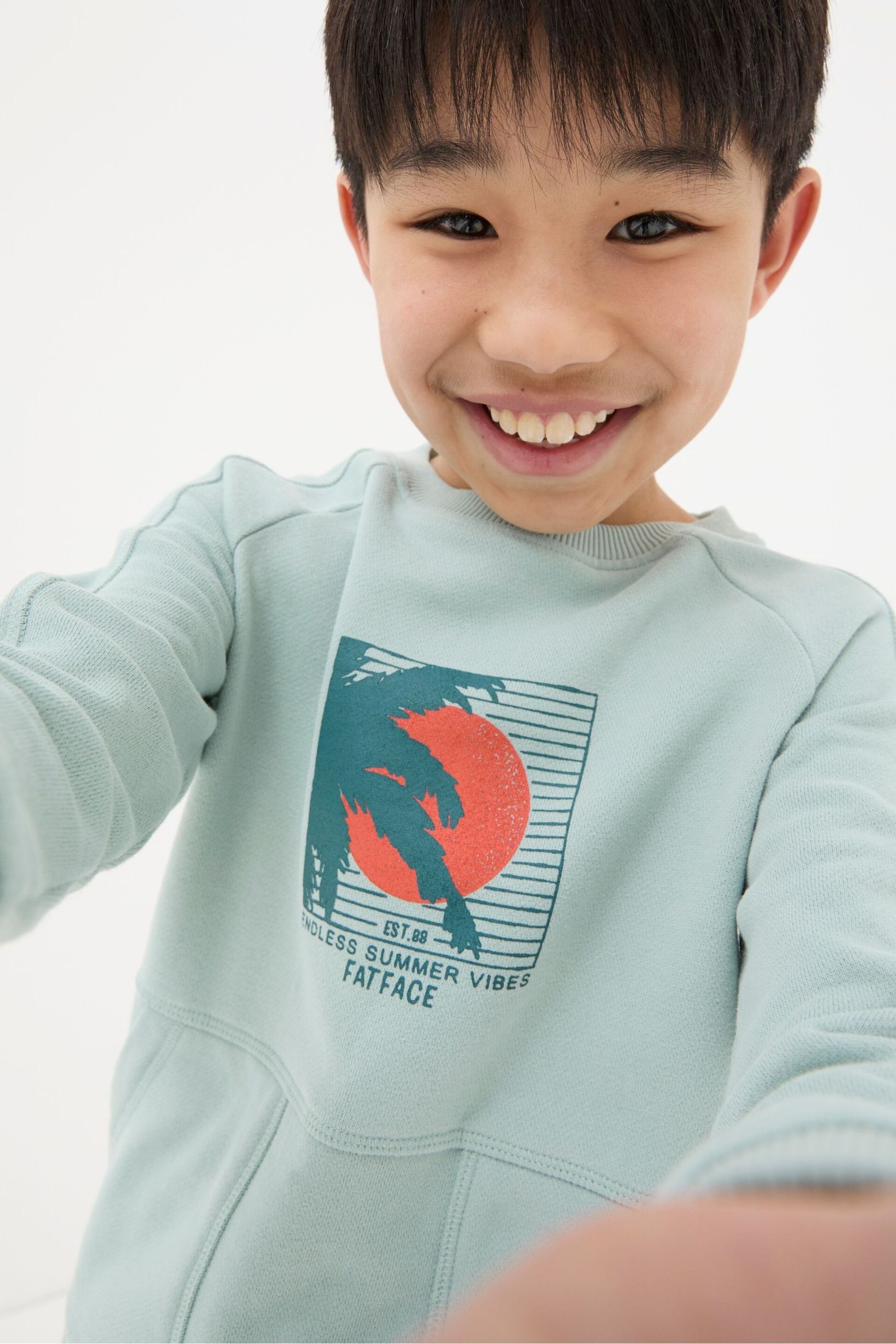 FatFace Green Surf Graphic Sweatshirt - Image 3 of 4