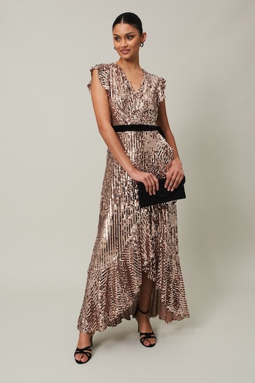 Phase Eight Silver Enja Sequin Maxi Dress