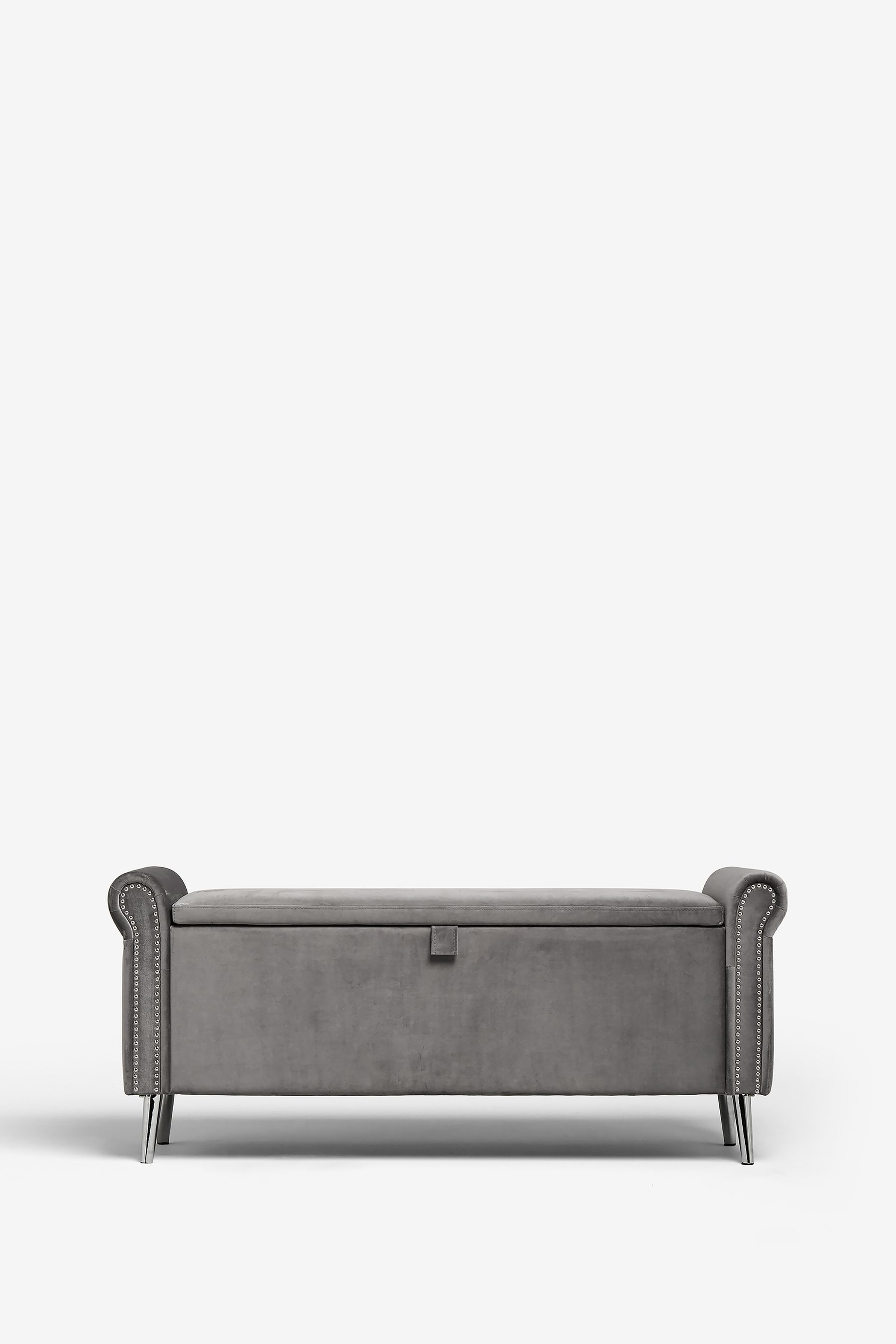 Buy Opulent Velvet Steel Grey Palais Storage Ottoman Blanket Box