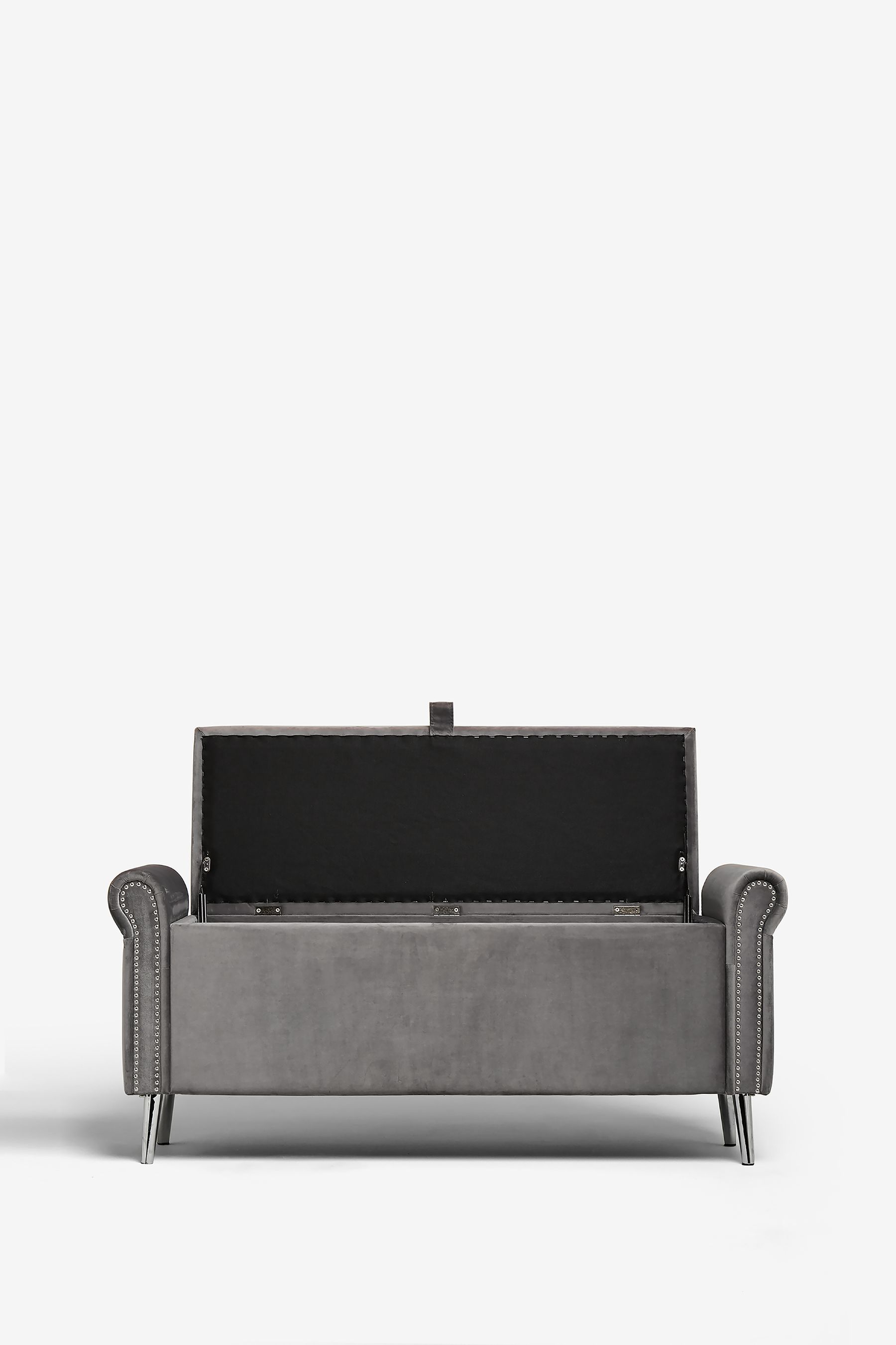 Buy Opulent Velvet Steel Grey Palais Storage Ottoman Blanket Box