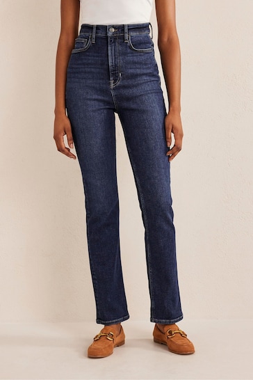 Boden Navy Blue High Rise True Straight Jeans