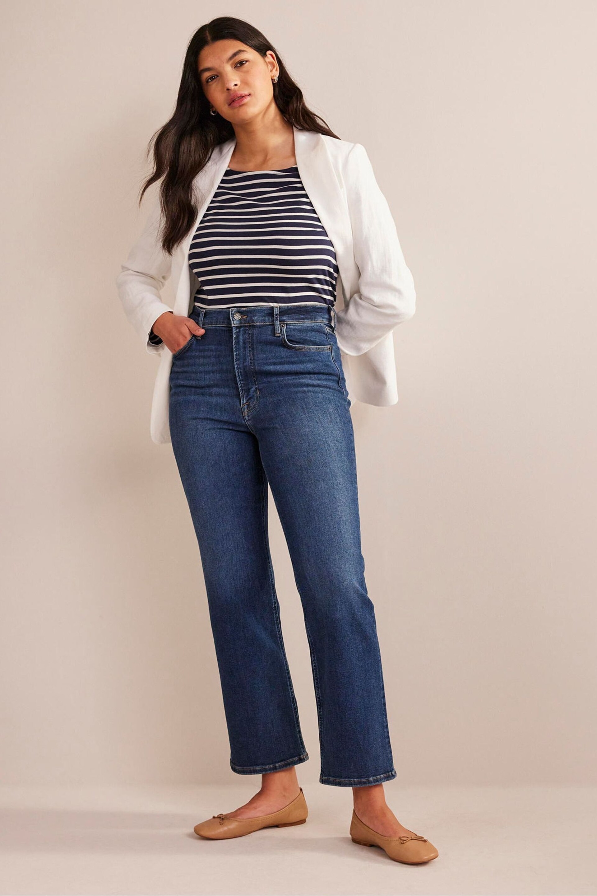 Boden Navy Blue High Rise True Straight Jeans - Image 4 of 8