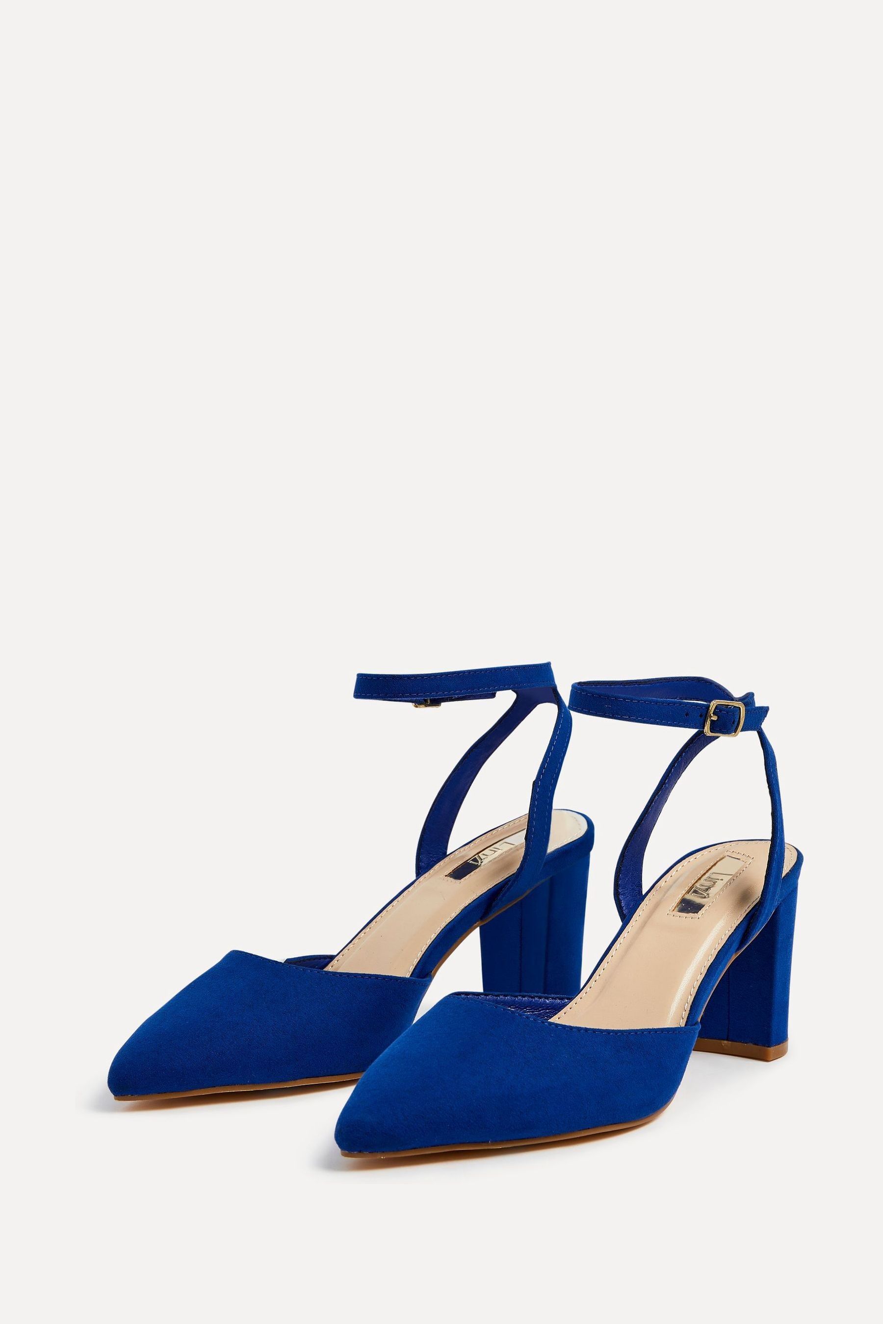 Buy Linzi Blue Chrome Carrie Open Back Court Block Heels from Next Canada