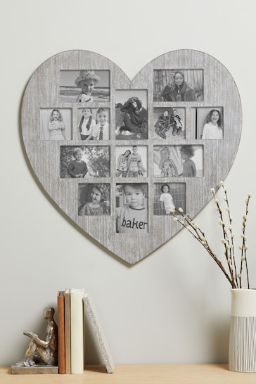 Grey Heart Shaped Collage Picture Frame