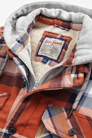 Rust Brown Borg Lined Check Shacket with Hood - Image 7 of 9