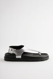 Silver Leather Toe Thong Footbed Sandals - Image 7 of 10