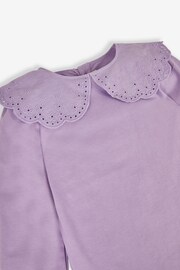 JoJo Maman Bébé Lilac Pretty Top With Broderie Collar - Image 2 of 3