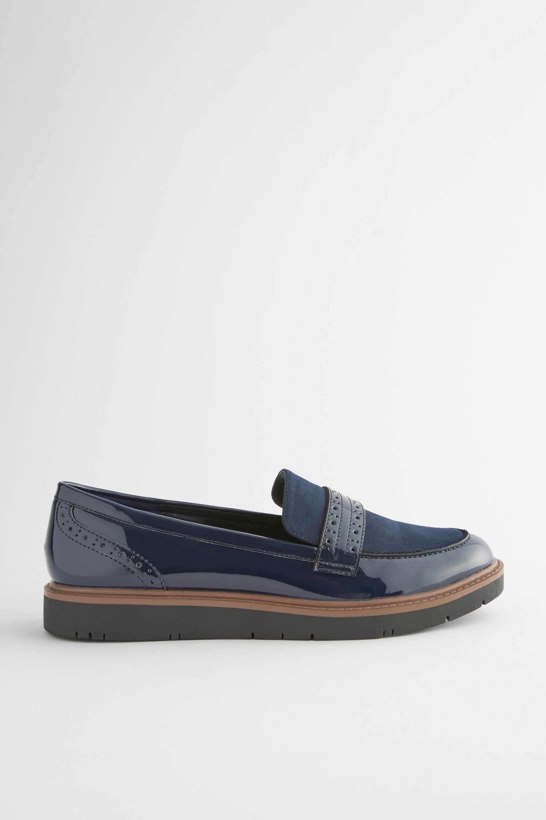 Buy Navy Blue Standard Wide Fit Forever Comfort Brogue Detail Chunky Sole Loafers from the Next UK online shop